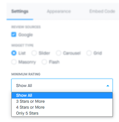Feature min rating dropdown