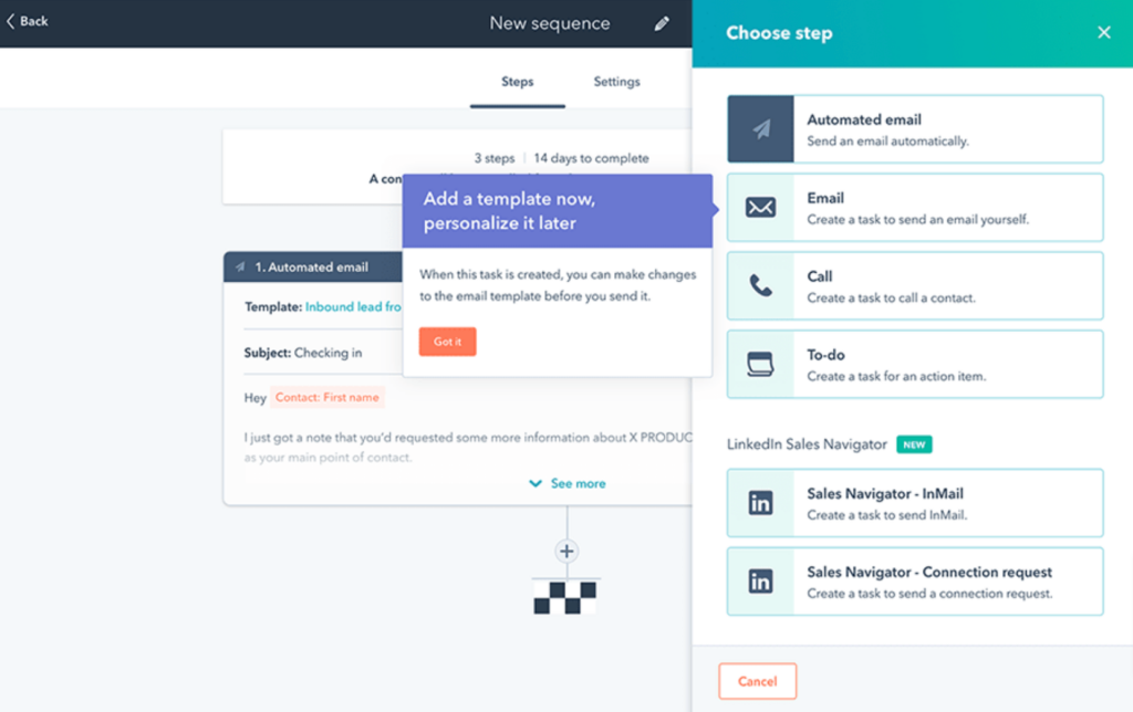 Creating automated sequences in HubSpot Sales Hub