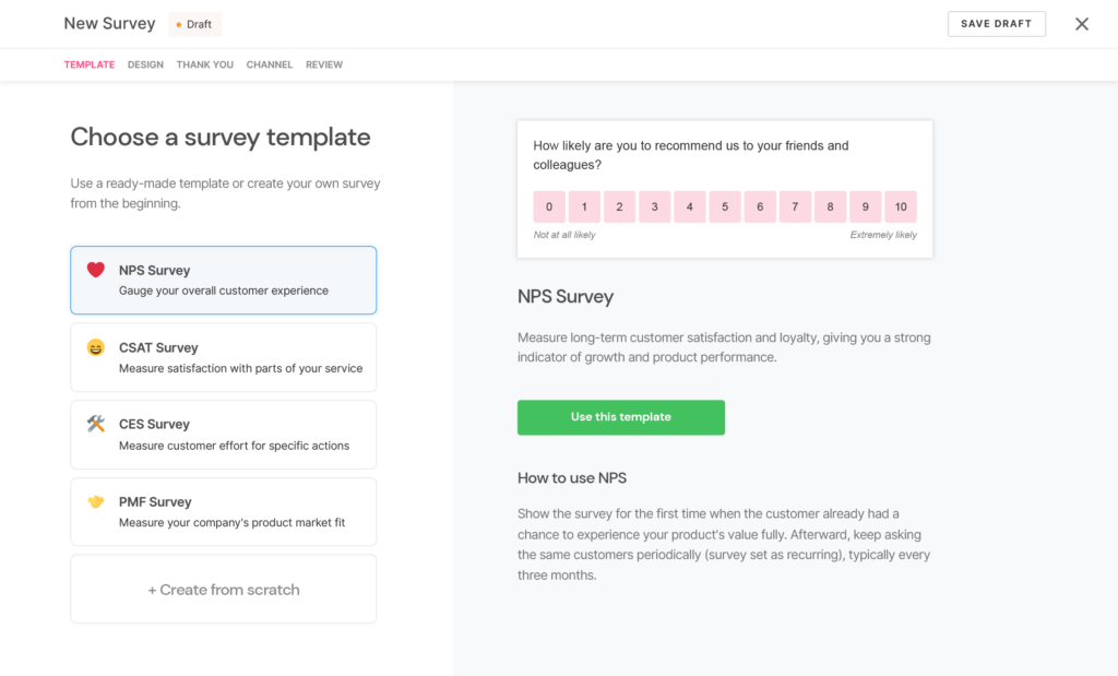 Satismeter survey templates