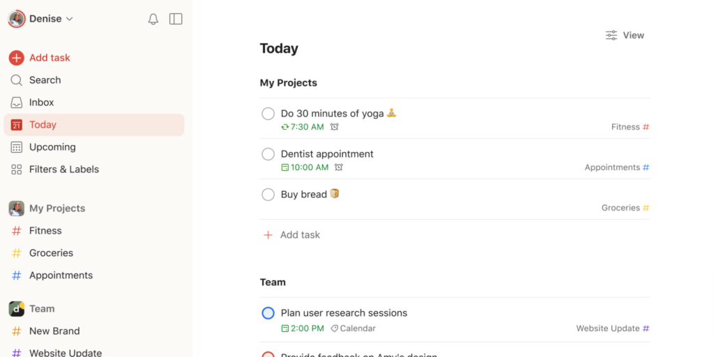 Todoist screenshot