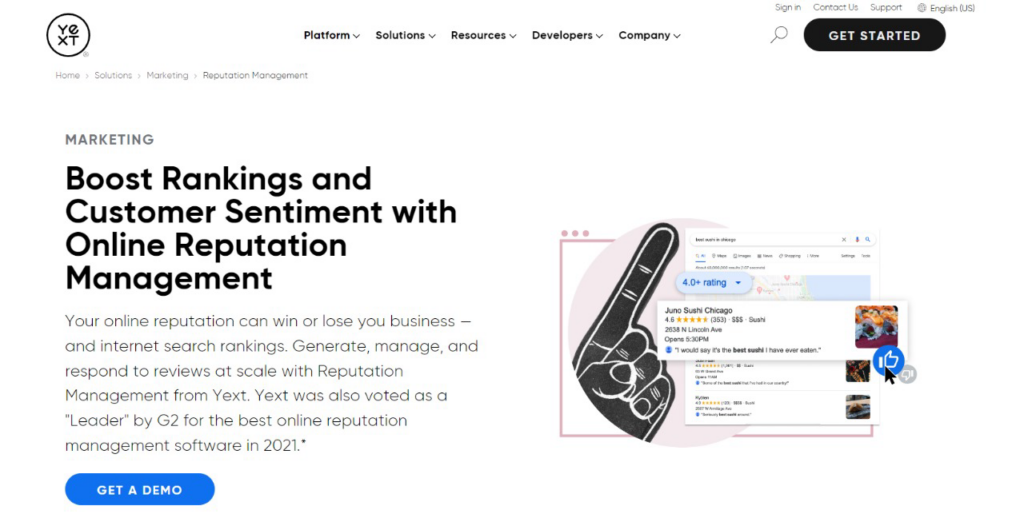 Yext website screenshot