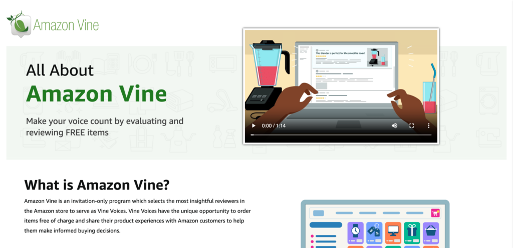 Amazon Vine landing page