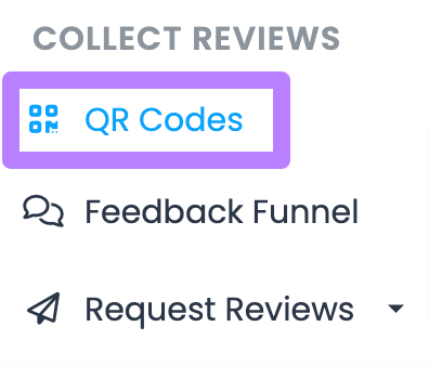 Accessing the QR code creator feature in ReviewsOnMyWebsite