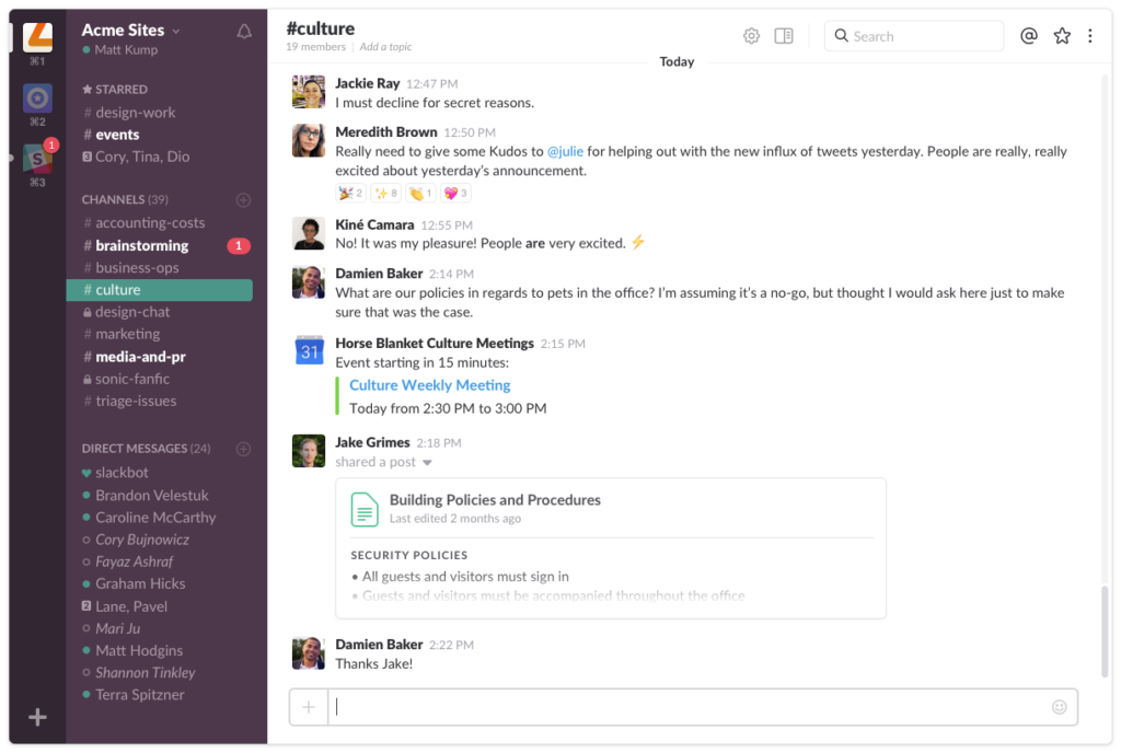 A screenshot of Slack's user interface