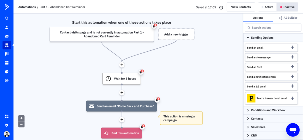 ActiveCampaign automation builder