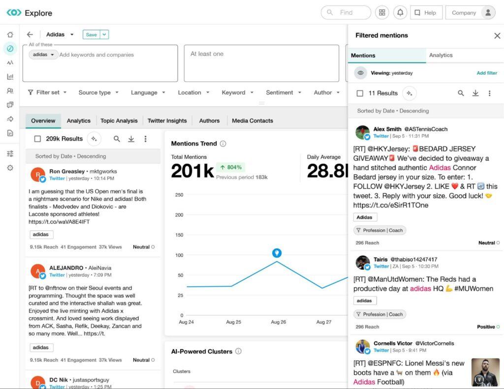 A screenshot of Meltwater's user interface