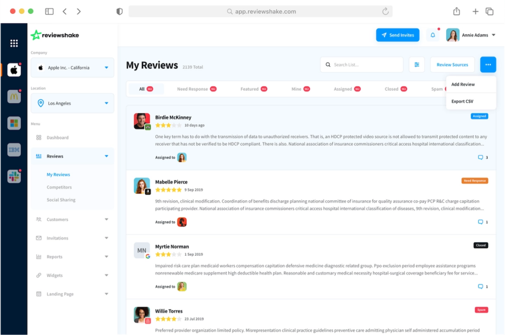 Reviewshake screenshot