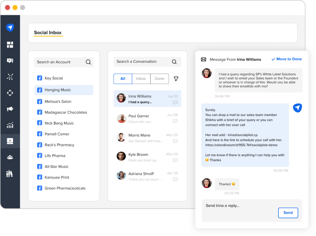 SocialPilot's social inbox feature