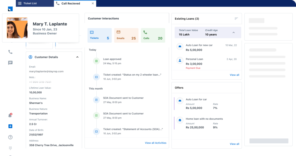 Customer details in LeadSquared