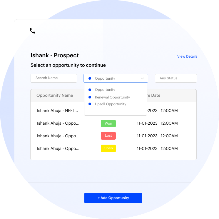 Opportunity management in LeadSquared