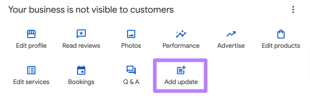 Adding an update to a Google Business Profile