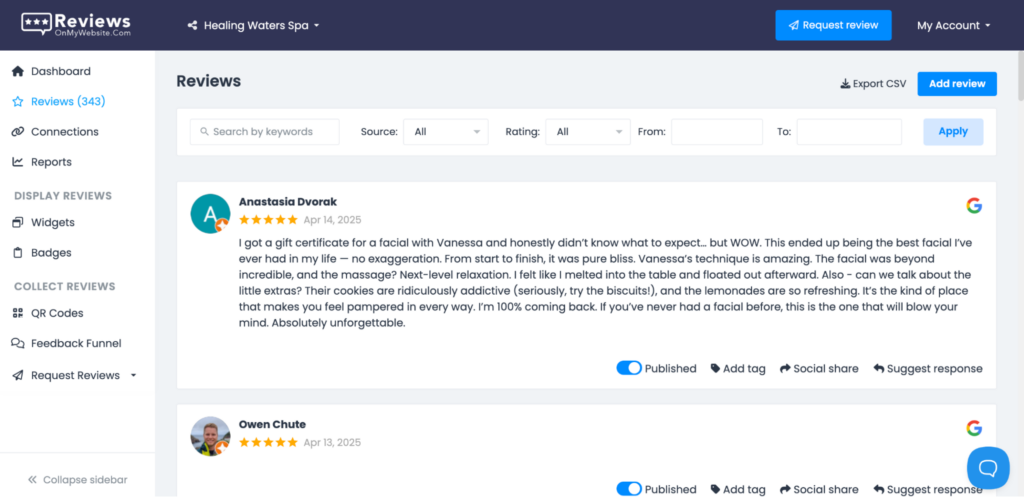ReviewsOnMyWebsite review feed