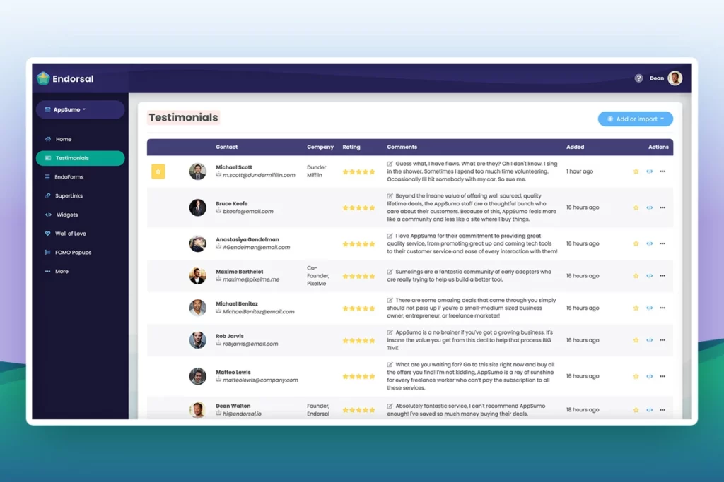 Endorsal screenshot