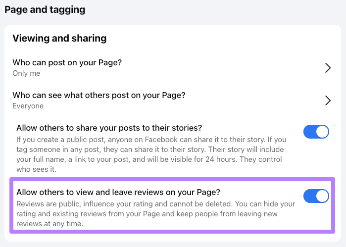 Enabling the Reviews tab on a business's Facebook page