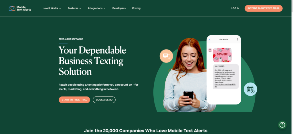 Mobile Text Alerts website