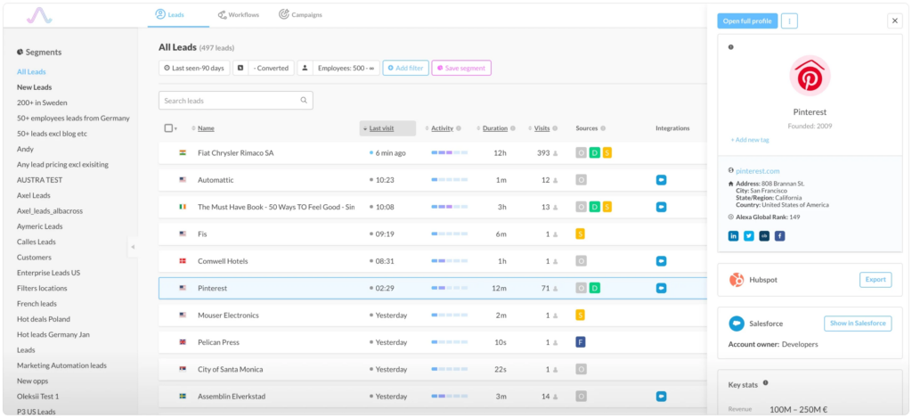 Albacross screenshot