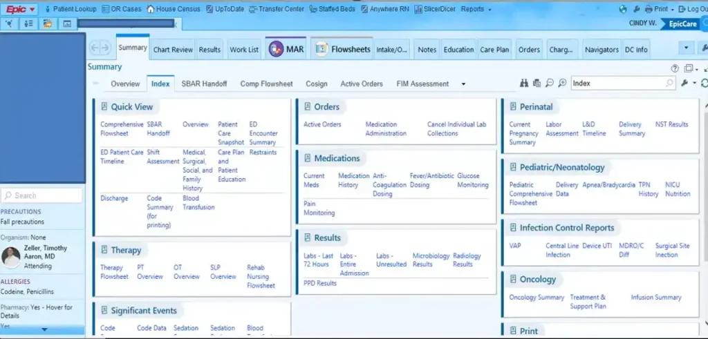 Epic EHR screenshot